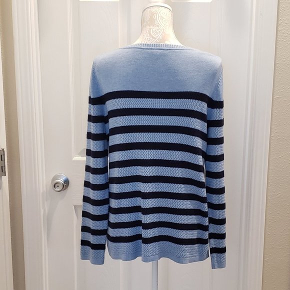 Talbots Striped Knit Sweater with Buttons - Picture 8 of 10